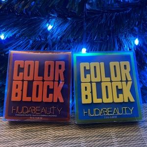 Huda Beauty Color Block in Orange & Purple Block and Blue & Green Obsession.